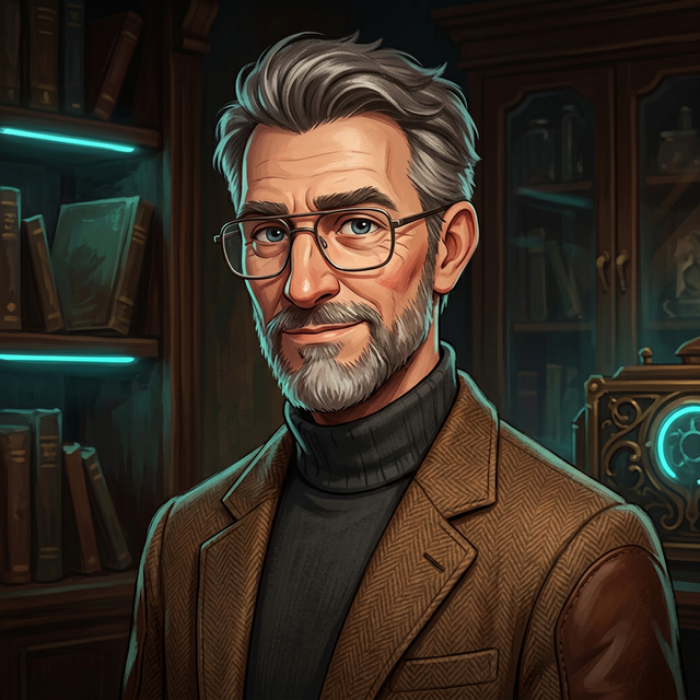 Animated portrait of Prof. Gideon Thorne — AI Advisor